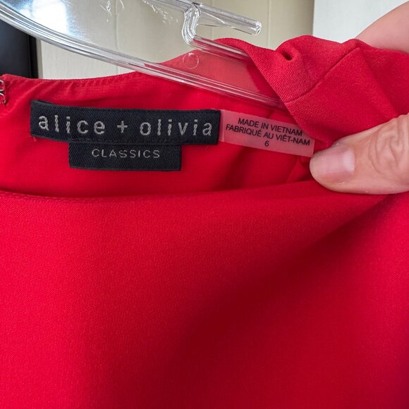 Alice + Olivia Victoria Cherry Red Peplum Dress - Picture 2 of 2